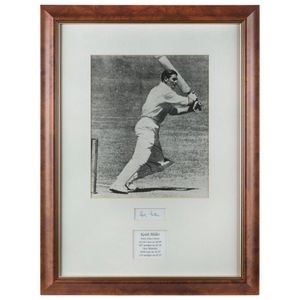 Keith Miller, large action picture mounted together with his…