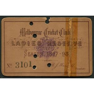 Melbourne Cricket Club: 1897-98 Ladies Reserve Membership…