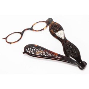 Pair of Victorian tortoise shell opera glasses, with pierced…