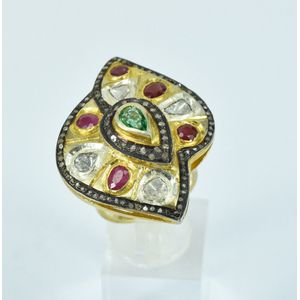 A large gem and diamond ring, set with rubies, emerald and…