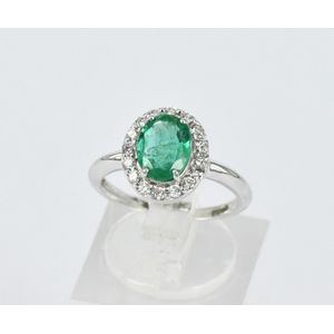 An emerald ring, featuring an oval cut African emerald of 1.…