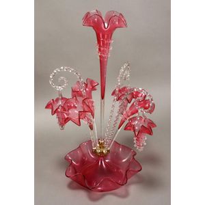 Antique Cranberry Glass Creamer or Small Pitcher with Applied Crystal -  Ruby Lane