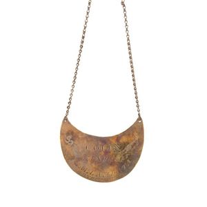 Aboriginal breast plate 'Colin King of Wallambata & Byron…