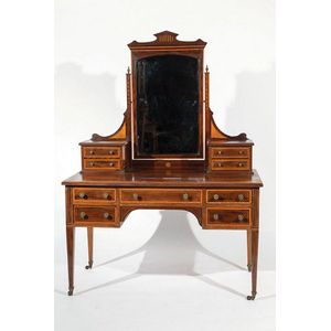 Edwardian rosewood Sheraton Revival dressing table the top with&hellip;