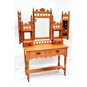 Edwardian kauri pine Batwing dressing table, featuring birds&hellip;