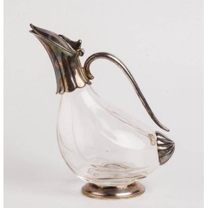 A silver-plate mounted bird form glass decanter, English, late…