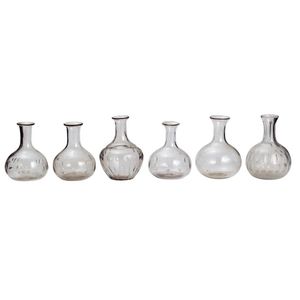 Six Victorian individual glass decanters, all of globular form…