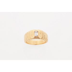 Diamond ring, featuring an emerald cut diamond gypsy set in…