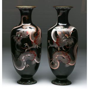 An impressive pair of large Japanese late Meiji cloisonne…