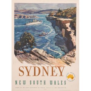 c1950s travel poster, 'Sydney, New South Wales', artwork by J.…