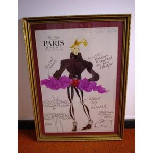 Framed Paris Opera poster, costume drawing for Wicked Sister by…
