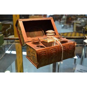 French liqueur box in the form of two books, approx 12 cm high,…