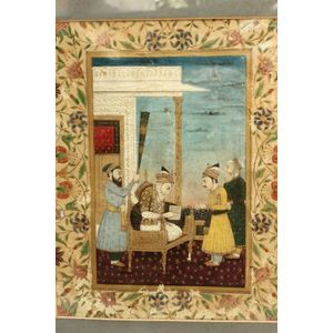 17th century Indian miniatures, depicting a mogul King and…