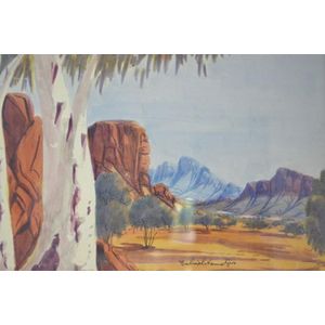 Gabriel Namatjira 'Central Australia' watercolour signed lower…