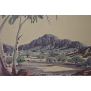 Benjamin Landara 'Central Australian Landscape' watercolour,…