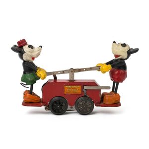Mickey & Minnie mouse: wind-up hand car (model no, 1100, with…
