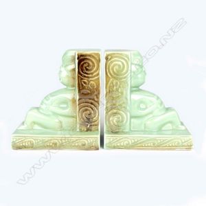 A pair of Crown Lynn Wharetana Maori Art Pottery 'Tiki'…