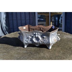 Antique French cast iron planter, silver finish paint, 19 cm…