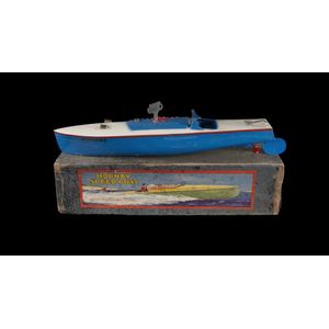 Hornby Speedboat No.3. Blue hull with a cream deck and red trim.…
