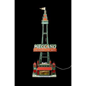 Meccano shop display Blackpool tower. Tall illuminated tower…
