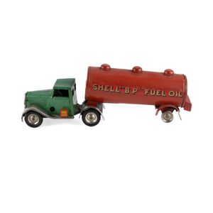 Tri-ang Minic clockwork shell fuel oil tanker. Pre-war with…