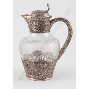 Late 19th century Dutch silver mounted wine ewer baluster shape,…
