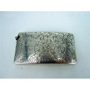 EDWARDIAN Card Case/Ladies early 20th Century Calling Card Case/Leather & Silver English Hallmarked Stamped/Business Card buy Case