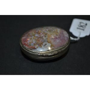 Rare agate patch box with silver fittings, late 18th century