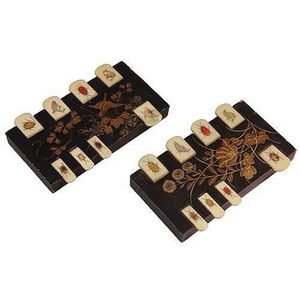 Japanese inlaid whist markers both with gilt hand painted face…