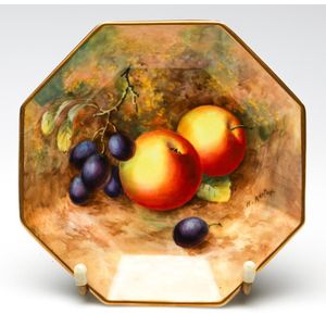 A hand painted Royal Worcester octagonal plate, signed H.&hellip;