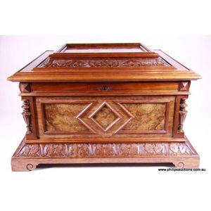 A fine Victorian walnut Polyphon box, late 19th century,…