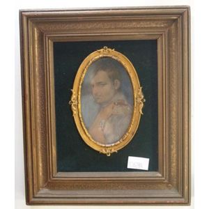 Framed antique miniature portrait of Napoleon, 19 cm x 16 cm