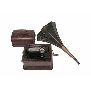 Thomas A. Edison fireside Phonograph in an oak case with a…