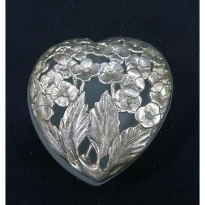 A Christofle, France silver plate & glass heart shaped trinket…