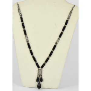 An Art Deco necklace, set with French jet on sterling silver.&hellip;
