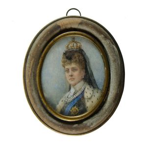 Portrait miniature of Queen Alexandra of Denmark. in Crown &…