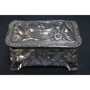 Sterling silver and crystal dressing table box