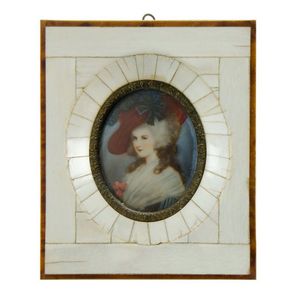 Portrait miniature of an unknown woman in a red Chapeau. in…