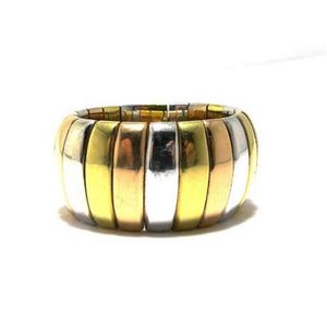 A Damiani, Italy 18ct Tri-Colour gold ring, rectangular pieces&hellip;