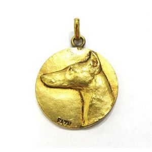 A French gilt bronze medallion of a whippet, Richard Fath,…