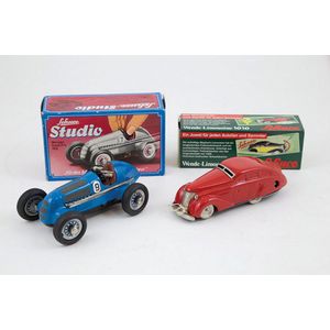 Two new boxed Schuco vehicles, Mercedes grand Prix 1936 Racer…