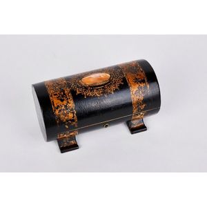 Victorian papier mache casket, decorated with foliage and…