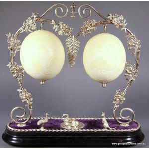 A fine Victorian Sheffield plate ostrich egg centrepiece, circa…