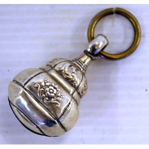 Dutch silver baby rattle, purity 833/1000 (attached ring not…