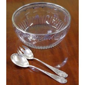 Art Nouveau WMF silver plate & cut glass bowl, together with a…