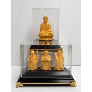 Hollow Gold Figures of Fu, Lu, Shou & Buddha - Zother - Oriental