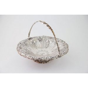 Chinese Silver Swing Handle Basket With 3 Ball Feet