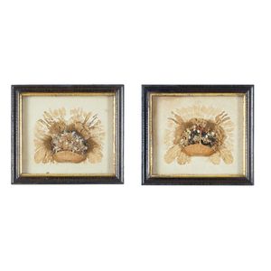 A pair of late Georgian seaweed pictures, each with an…