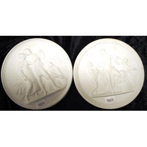 Pair Royal Copenhagen embossed plaques, each with embossed&hellip;