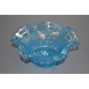 blue carnival glass container – old soul goods